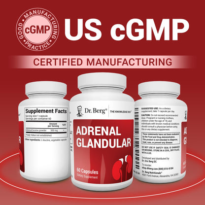 Dr. Berg Adrenal Glandular - Hormone Balance Formula That Supports Healthy Adrenal Function - Adrenal Support Supplement - 60 Capsules - dailyvitalstore