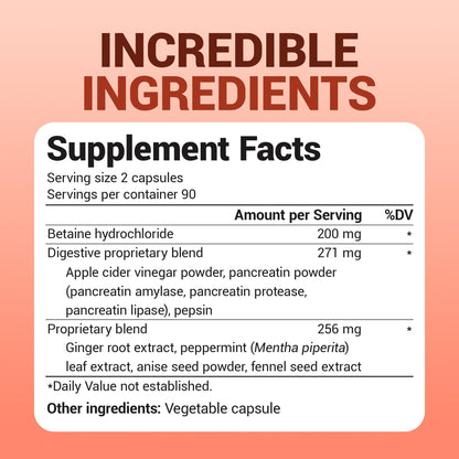 Dr. Berg Advanced Digestive Enzymes with Apple Cider Vinegar - Includes Digestive Health Ingredients Like Betaine Hydrochloride (HCI), Ginger Root & Peppermint Leaf - 180 Capsules - dailyvitalstore