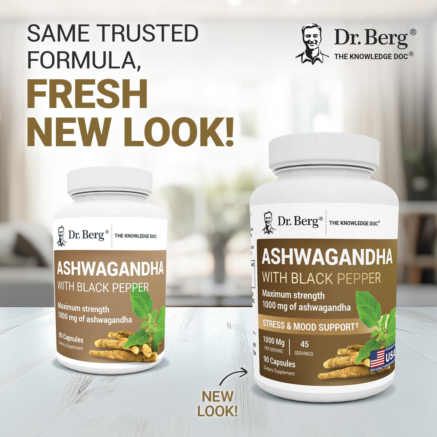Dr. Berg Ashwagandha Capsules 1000mg - Includes Ashwagandha Root with Black Pepper from Bioperine - Ashwagandha Supplements 90 Capsules - dailyvitalstore