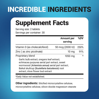 Dr. Berg Emergency Immune Support w/Echinacea - Potent Blend of Herbal Extracts (Warning: Strong Herbal Smells) - Immune Support Supplement Includes 2,000 IUs of Vitamin D & 10mg of Zinc - 60 Tablets - dailyvitalstore