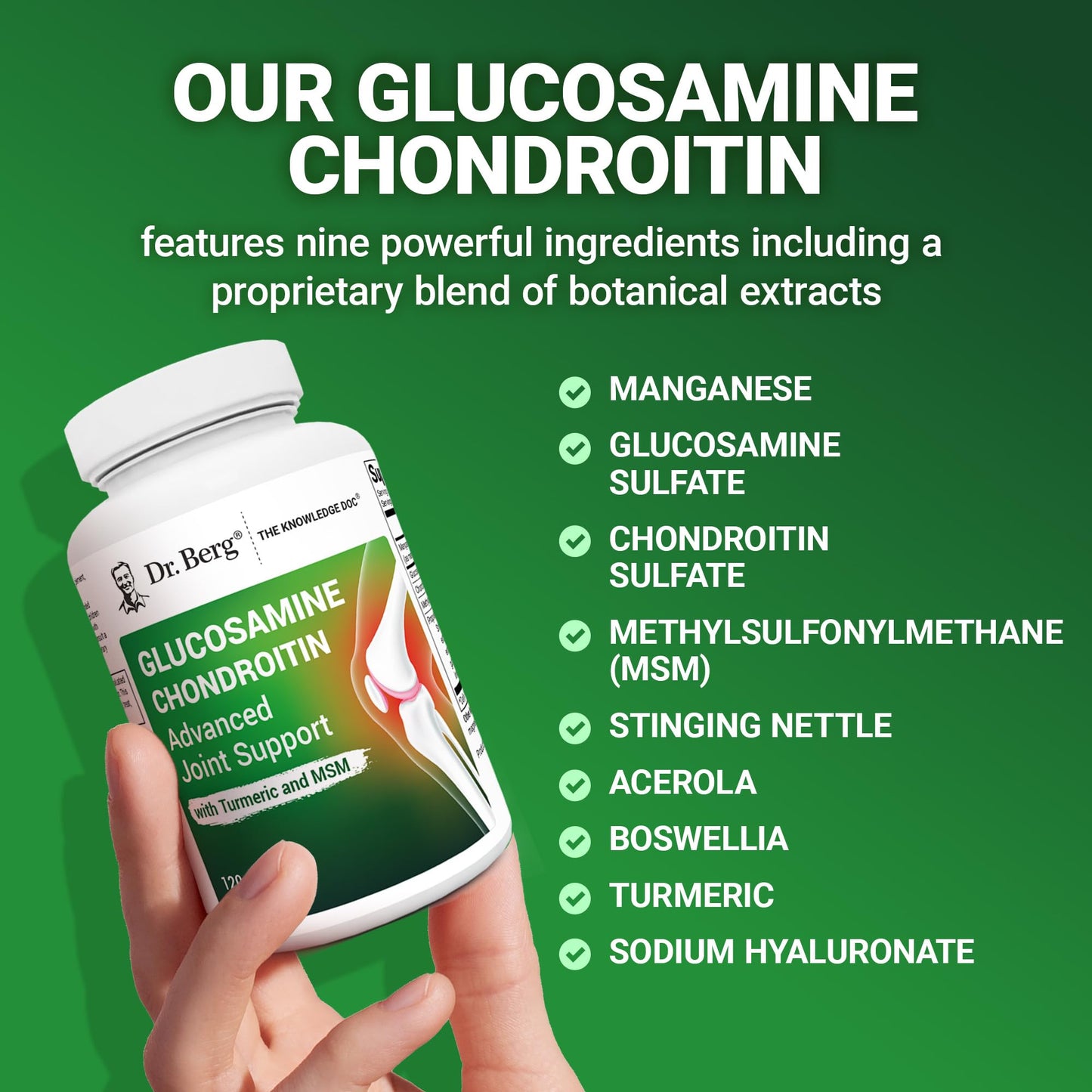 Dr. Berg Glucosamine Chondroitin MSM Turmeric & Boswellia - Advanced Joint Support Supplement with 1500 mg Glucosamine Sulfate - Includes 120 Capsules - dailyvitalstore