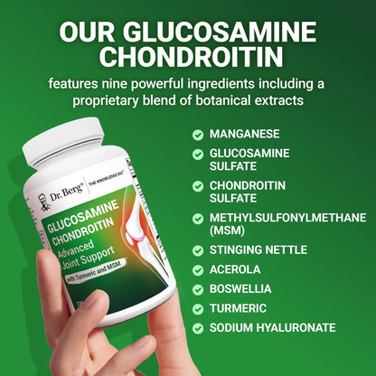 Dr. Berg Glucosamine Chondroitin MSM Turmeric & Boswellia - Advanced Joint Support Supplement with 1500 mg Glucosamine Sulfate - Includes 120 Capsules - dailyvitalstore