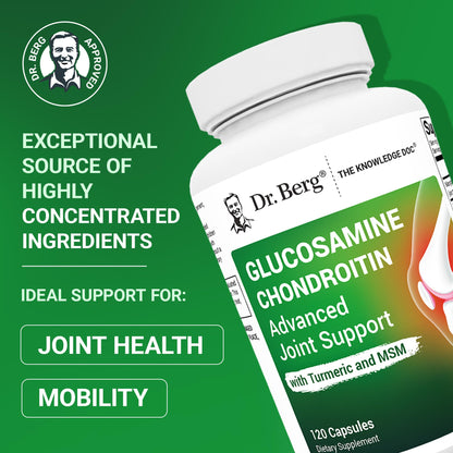 Dr. Berg Glucosamine Chondroitin MSM Turmeric & Boswellia - Advanced Joint Support Supplement with 1500 mg Glucosamine Sulfate - Includes 120 Capsules - dailyvitalstore
