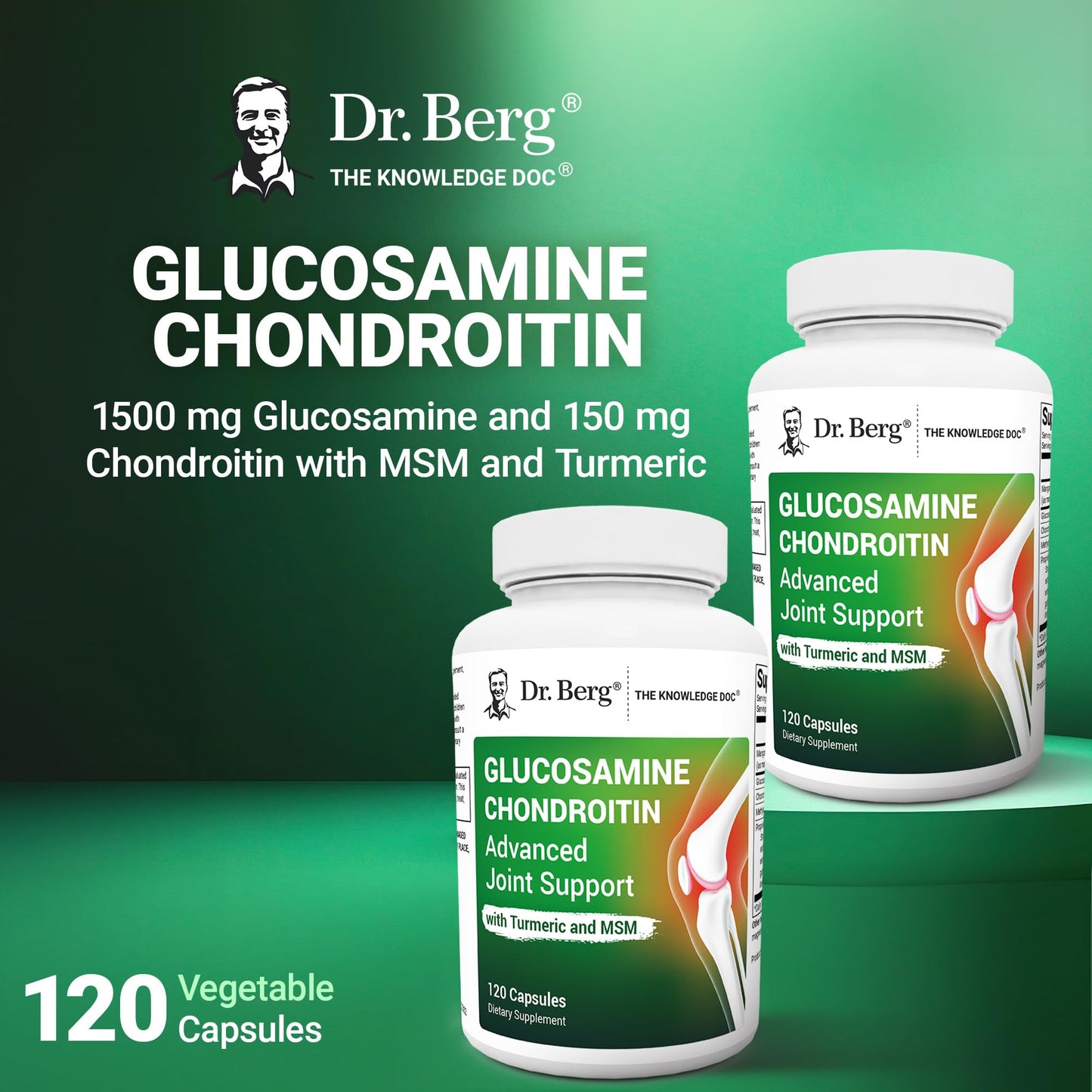 Dr. Berg Glucosamine Chondroitin MSM Turmeric & Boswellia - Advanced Joint Support Supplement with 1500 mg Glucosamine Sulfate - Includes 120 Capsules - dailyvitalstore