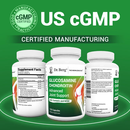Dr. Berg Glucosamine Chondroitin MSM Turmeric & Boswellia - Advanced Joint Support Supplement with 1500 mg Glucosamine Sulfate - Includes 120 Capsules - dailyvitalstore