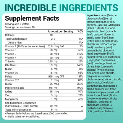 Dr. Berg Kids Chewable Multivitamins (NOT Sweetened w/Sugar) - Daily Multivitamin for Kids that Includes 20 Nutrients & Trace Mineral Complex - Mixed Berry Chewable Vitamins for Kid - Red Wafers - dailyvitalstore
