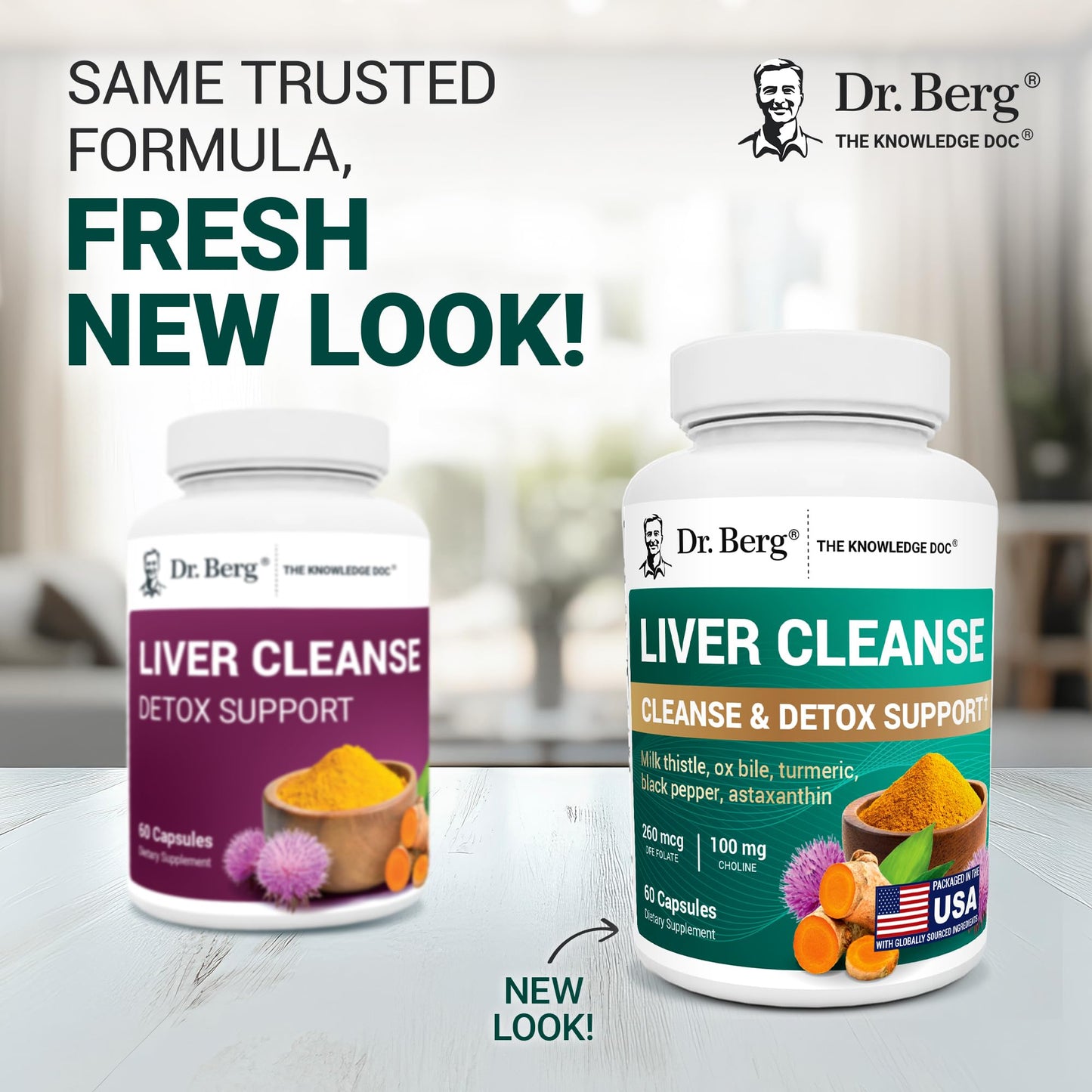 Dr. Berg Liver Cleanse Detox Capsules w/Unique Blend of Milk Thistle, Ox Bile & Folate - Liver Supplement Includes Turmeric, Black Pepper & Choline - 60 Capsules - dailyvitalstore