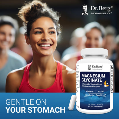 Dr. Berg Magnesium Glycinate 150ct – 4-in-1 Chelated for Muscle, Nerve, Sleep & Stress Support*– w/ D3, B6 & Zinc – 4X Lab-Tested – No Fillers – Formulated in USA, GMP-Certified - dailyvitalstore
