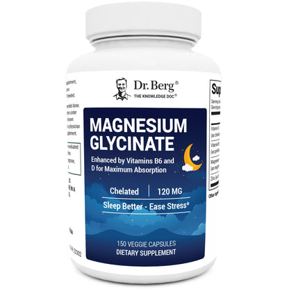 Dr. Berg Magnesium Glycinate 150ct – 4-in-1 Chelated for Muscle, Nerve, Sleep & Stress Support*– w/ D3, B6 & Zinc – 4X Lab-Tested – No Fillers – Formulated in USA, GMP-Certified - dailyvitalstore
