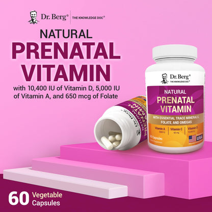 Dr. Berg Natural Prenatal Vitamins for Women (Pregnant & Nursing) - Prenatal Vitamins with Folate, Vitamins, Minerals, Omegas, &11 Powerful Superfoods - Womens Prenatal Multivitamin - 60 Capsules - dailyvitalstore