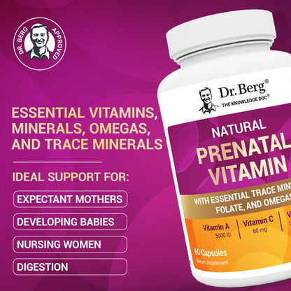 Dr. Berg Natural Prenatal Vitamins for Women (Pregnant & Nursing) - Prenatal Vitamins with Folate, Vitamins, Minerals, Omegas, &11 Powerful Superfoods - Womens Prenatal Multivitamin - 60 Capsules - dailyvitalstore