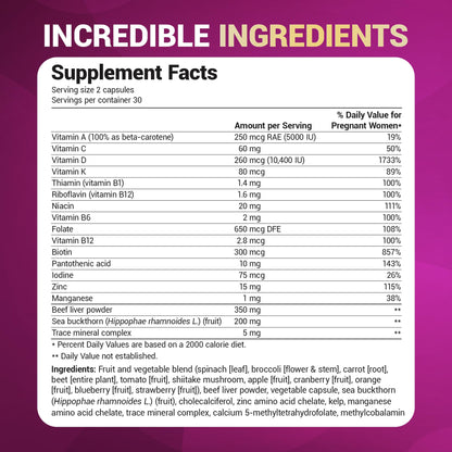 Dr. Berg Natural Prenatal Vitamins for Women (Pregnant & Nursing) - Prenatal Vitamins with Folate, Vitamins, Minerals, Omegas, &11 Powerful Superfoods - Womens Prenatal Multivitamin - 60 Capsules - dailyvitalstore