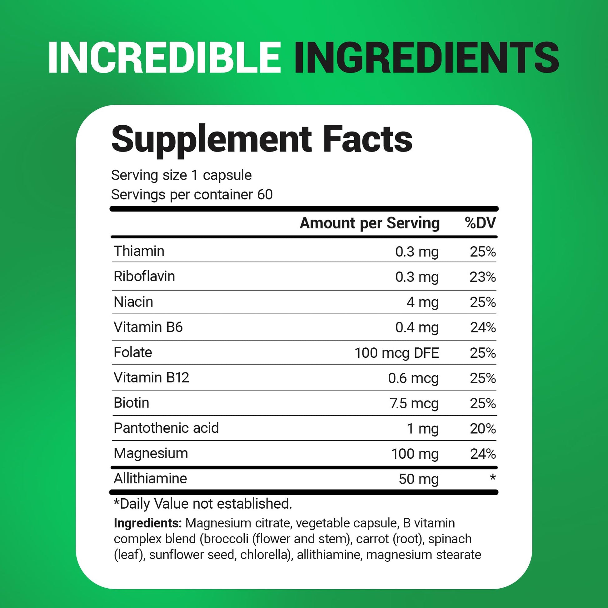 Dr. Berg Natural Vitamin B1 B6 B12 Complex - Allithiamine Vitamin B1 Supplement with 8 Essential Vitamin B Complex for Men & Women Including Thiamin, Niacin, Folate, Magnesium & More - 60 Capsules - dailyvitalstore