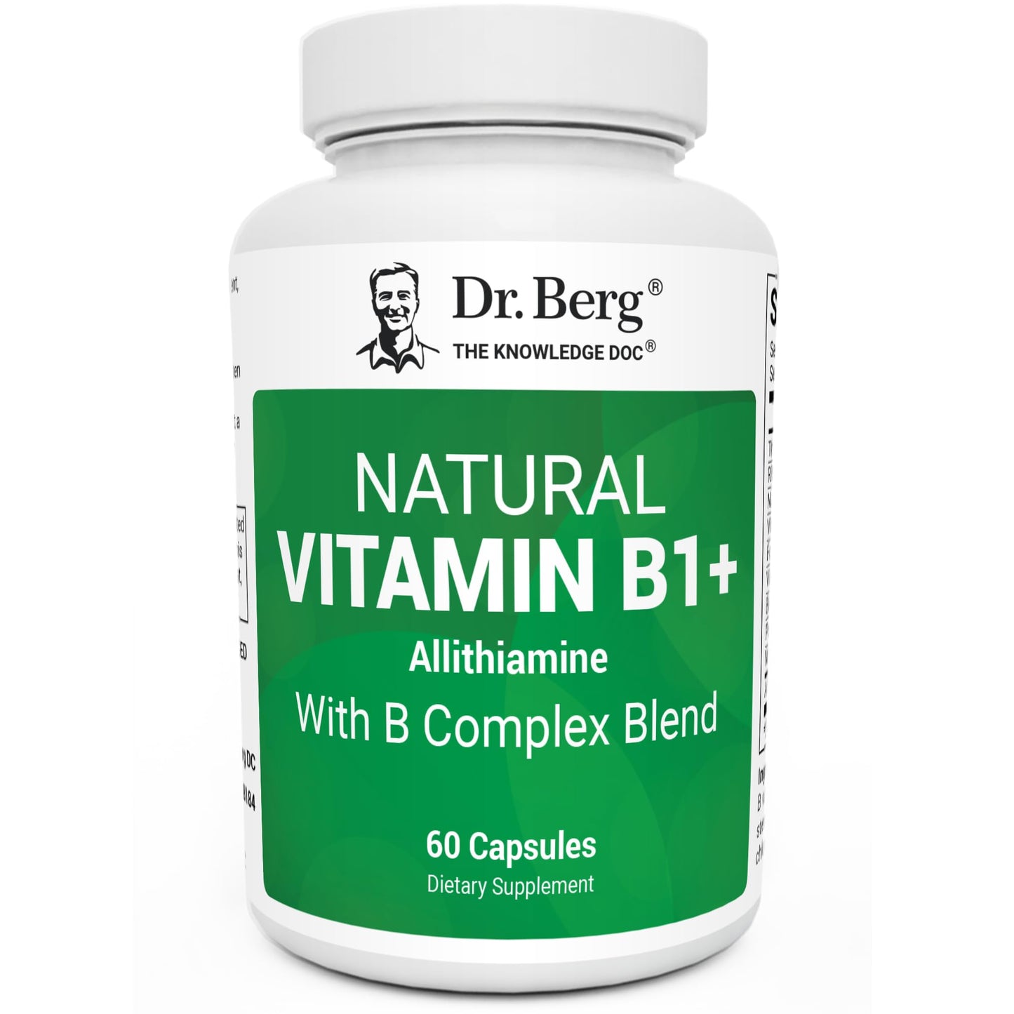 Dr. Berg Natural Vitamin B1 B6 B12 Complex - Allithiamine Vitamin B1 Supplement with 8 Essential Vitamin B Complex for Men & Women Including Thiamin, Niacin, Folate, Magnesium & More - 60 Capsules - dailyvitalstore