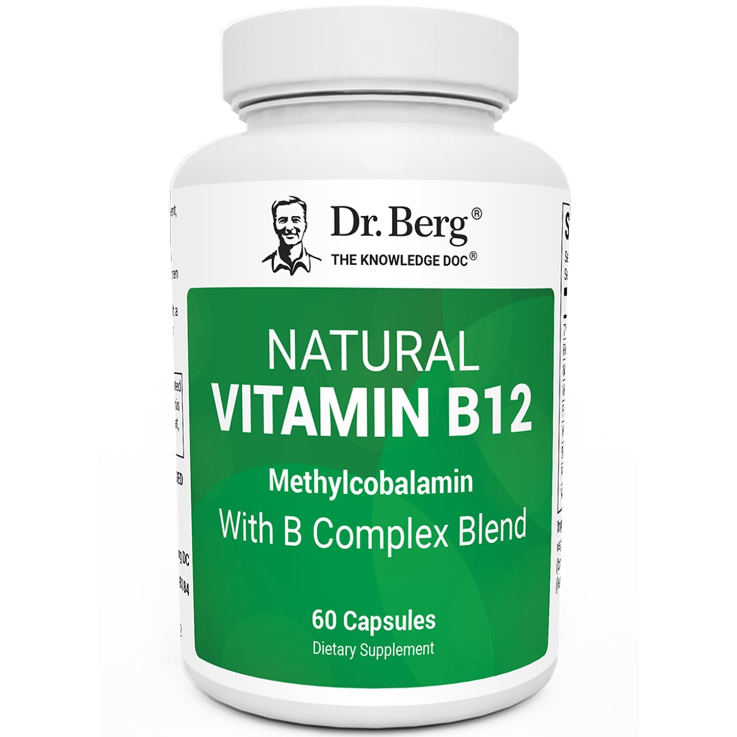 Dr. Berg Natural Vitamin B12 1000 mcg with B Complex Blend - Methylcobalamin B12 for Energy, Nerve Health, and Cognitive Function* - Methylated B12 with Folate - 60 Capsules (2-Month Supply) - dailyvitalstore