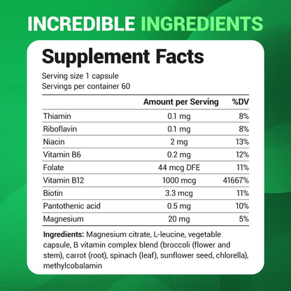 Dr. Berg Natural Vitamin B12 1000 mcg with B Complex Blend - Methylcobalamin B12 for Energy, Nerve Health, and Cognitive Function* - Methylated B12 with Folate - 60 Capsules (2-Month Supply) - dailyvitalstore