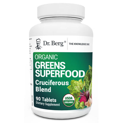 Dr. Berg's Greens Superfood Cruciferous Vegetable Tablets - Vegetable Supplements for Adults w/ 11 Phytonutrient Super Greens - Energy, Immune System & Liver Veggie Tablets - 90 Tablet - dailyvitalstore
