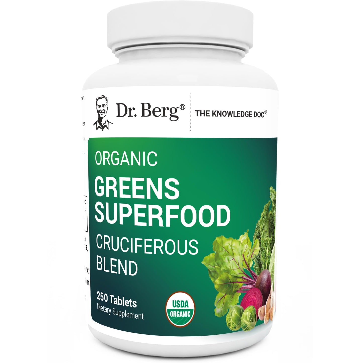 Dr. Berg's Greens Superfood Cruciferous Vegetable Tablets - Vegetable Supplements for Adults w/ 11 Phytonutrient Super Greens Tablets - Energy, Immune System & Liver Veggie Tablets - 250 Tablets - dailyvitalstore
