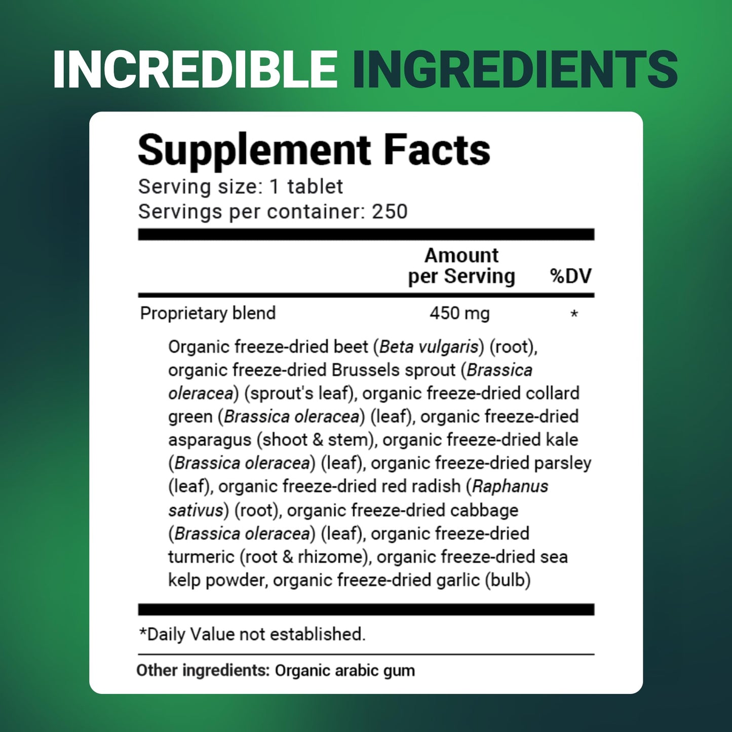 Dr. Berg's Greens Superfood Cruciferous Vegetable Tablets - Vegetable Supplements for Adults w/ 11 Phytonutrient Super Greens Tablets - Energy, Immune System & Liver Veggie Tablets - 250 Tablets - dailyvitalstore