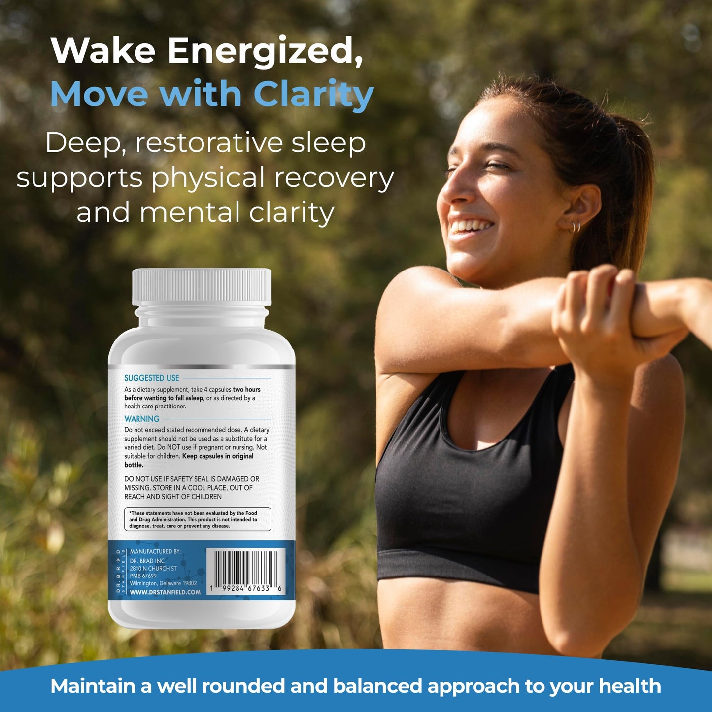 Dr Brad Stanfield Melatonin 300mcg + Magnesium Glycinate 126mg + Glycine 2,500mg for Sleep (120 Count, 30 Servings) - dailyvitalstore