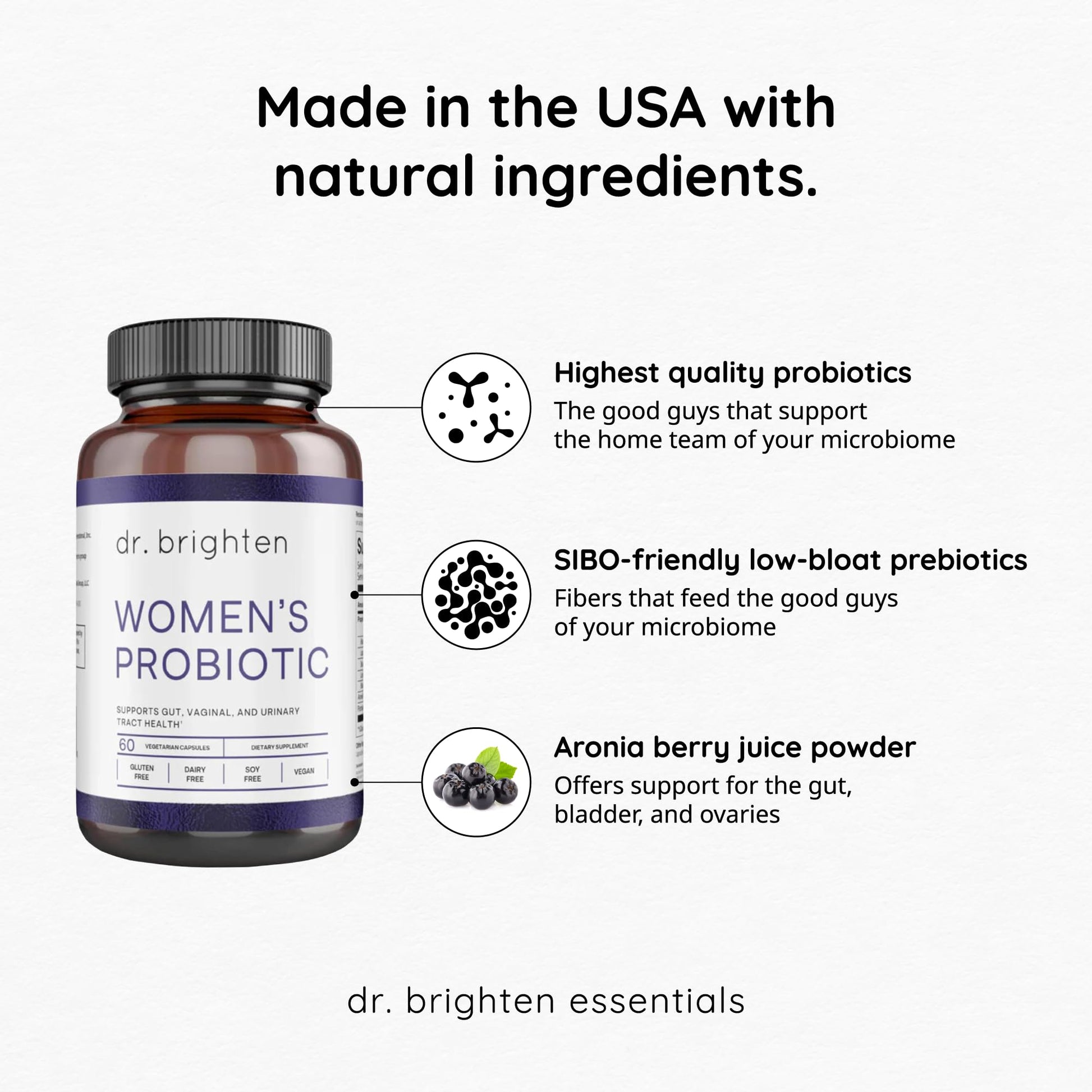 Dr. Brighten Women’s Probiotic - Probiotics, Prebiotics with Antioxidants & Sunfiber for Healthy Hormones, Balanced Female Microbiome, Ovaries and Immune Health - 60 Capsules - dailyvitalstore
