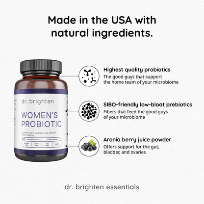 Dr. Brighten Women’s Probiotic - Probiotics, Prebiotics with Antioxidants & Sunfiber for Healthy Hormones, Balanced Female Microbiome, Ovaries and Immune Health - 60 Capsules - dailyvitalstore