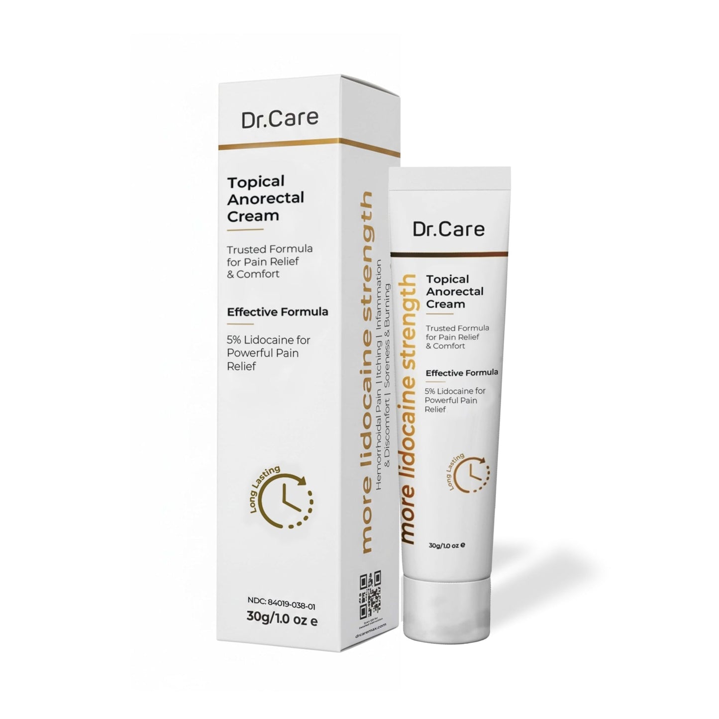 Dr Care Anorectal Cream with 5% Lidocaine - Maximum Strength Topical Anesthetic for Hemorrhoid Relief, Itching, & Burning (1.0 oz) - dailyvitalstore