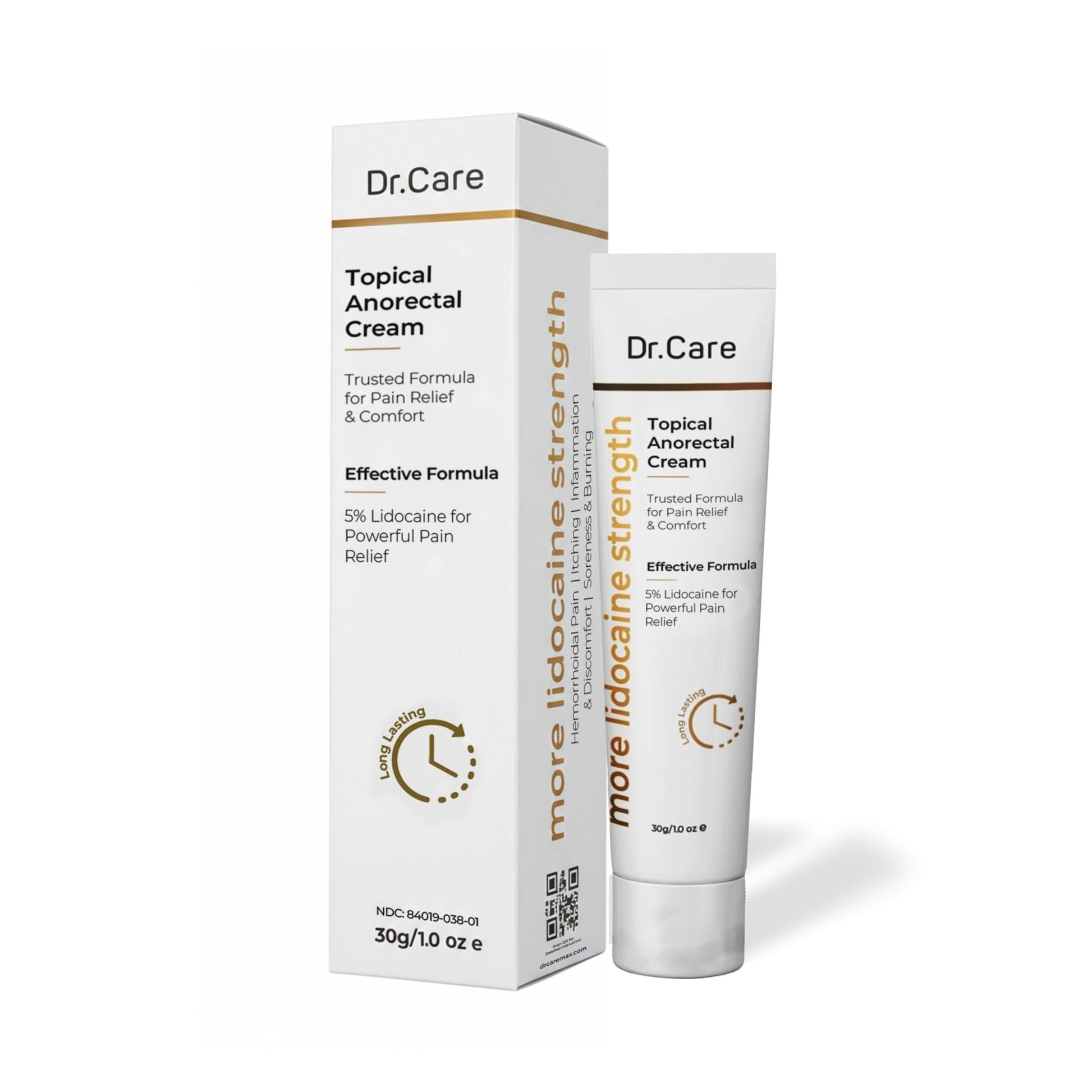 Dr Care Anorectal Cream with 5% Lidocaine - Maximum Strength Topical Anesthetic for Hemorrhoid Relief, Itching, & Burning (1.0 oz) - dailyvitalstore