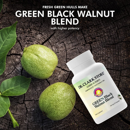Dr Clark Green Black Walnut Blend - Freeze Dried Hull Dietary Supplement, Extra Strength Formula from All Natural Walnuts, Supports Healthy Intestinal Environment, 360mg, 50 Gelatin Capsules - dailyvitalstore