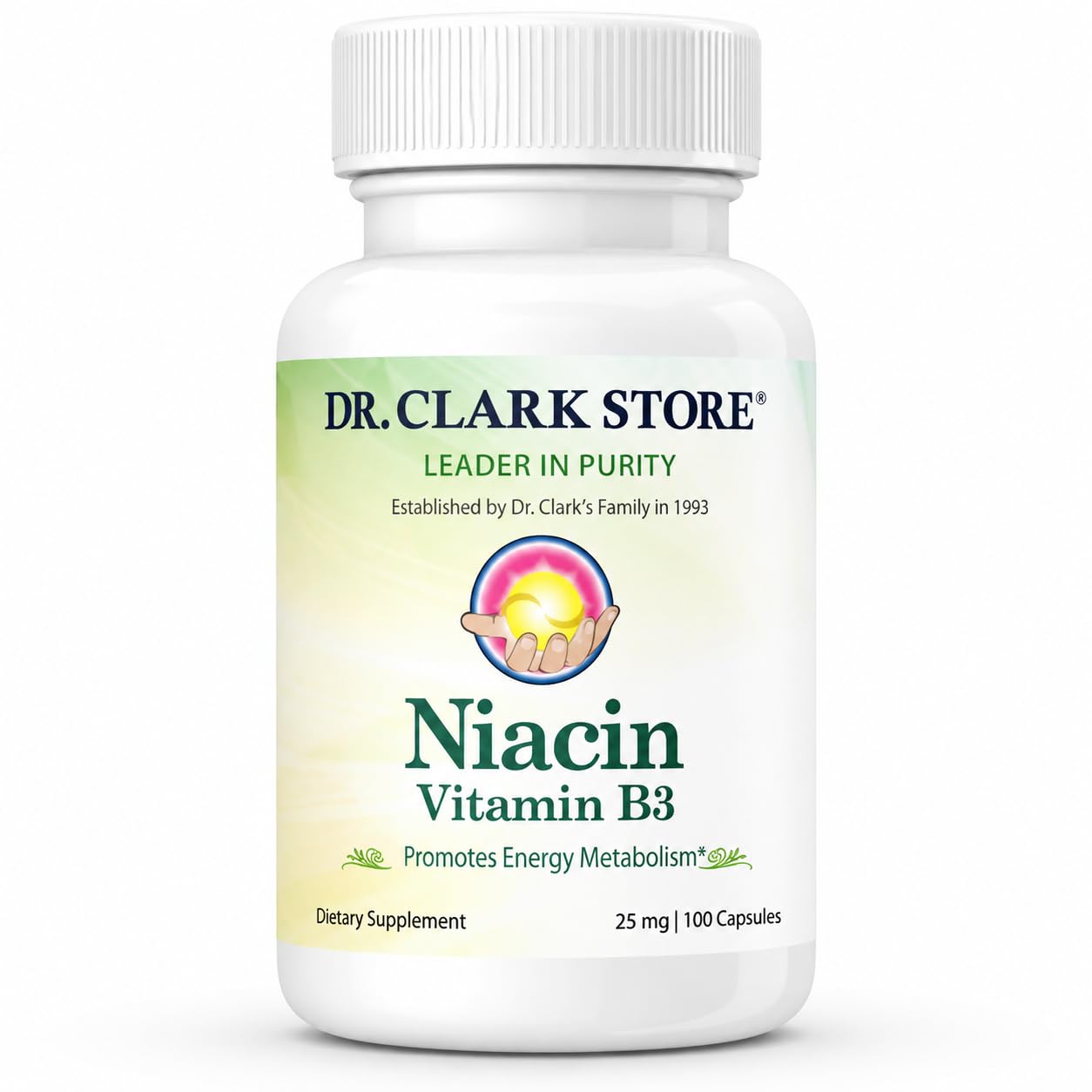Dr Clark Niacin (Vitamin B3) Supplement – 25mg, 100 Gelatin Capsules, Supports Circulation & Healthy Cholesterol Levels - dailyvitalstore