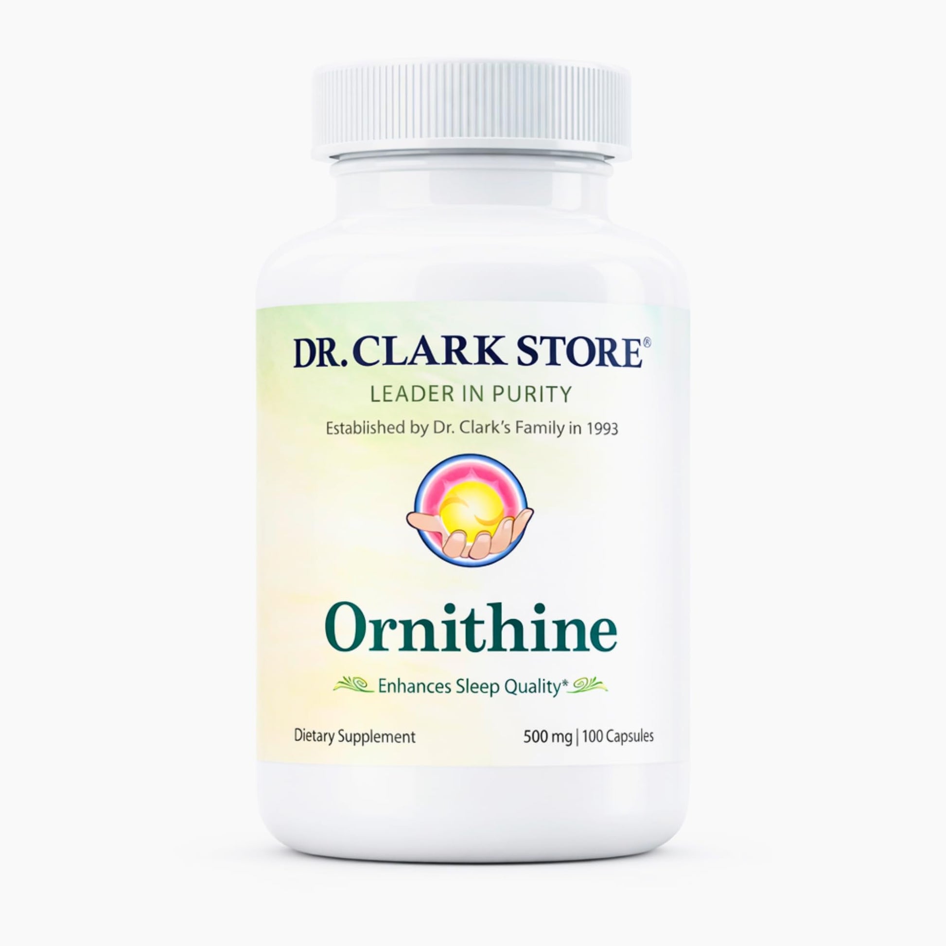 Dr Clark Ornithine Dietary Supplement - Gluten Free, Natural Sleep Aid, Promotes Protein Metabolism, Cleansing and Detoxification, 500mg, 100 Gelatin Capsules - dailyvitalstore