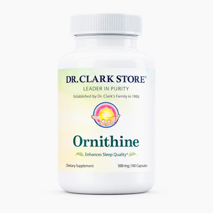 Dr Clark Ornithine Dietary Supplement - Gluten Free, Natural Sleep Aid, Promotes Protein Metabolism, Cleansing and Detoxification, 500mg, 100 Gelatin Capsules - dailyvitalstore