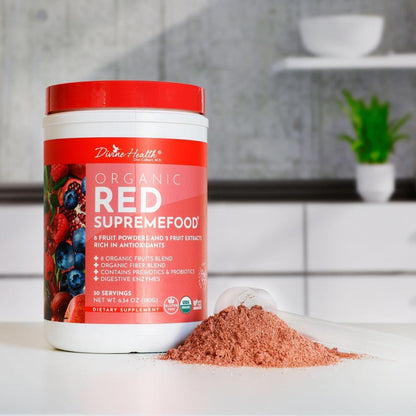 Dr. Colbert, MD Organic Red Supremefood | Berry Flavored Blend | by Divine Health | 10 Organic Fruits | Probiotics | Enzymes | Herbs | Fiber | Antioxidants | Non-GMO | 30 Day Supply | 180g - dailyvitalstore