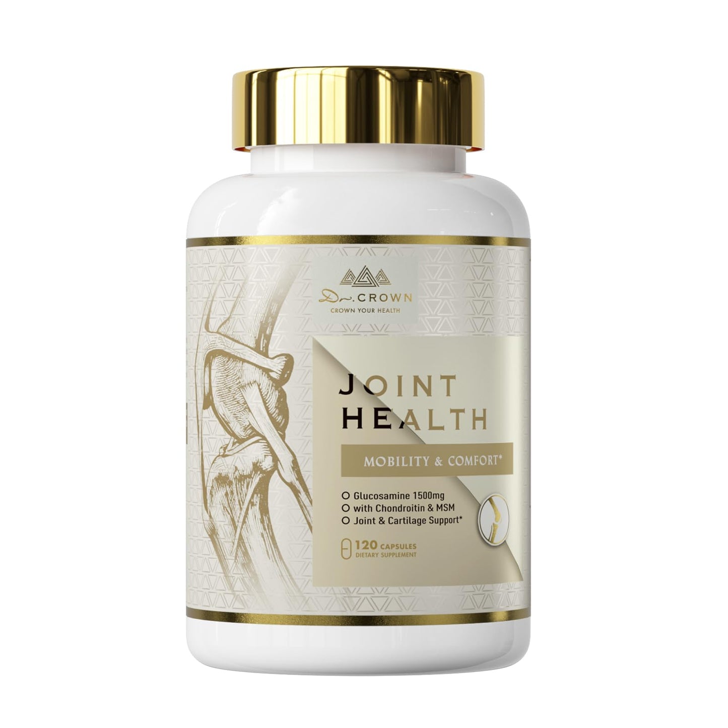 DR. CROWN Joints Health Suppplement, Glucosamine Chondroitin MSM - Joint Support Supplement for Women and Men with Turmeric, MSM &Boswellia, for Cartilage, Joint Health and Flexibility - 120 Capsules - dailyvitalstore