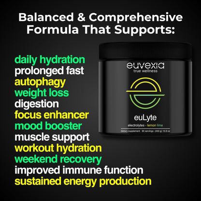 Dr Ekberg euLyte Instant Hydration Electrolytes Powder Zero Sugar Carb Calorie Lemon Lime Drink Mix • 80+ Minerals Magnesium Potassium Calcium Trace Minerals - dailyvitalstore