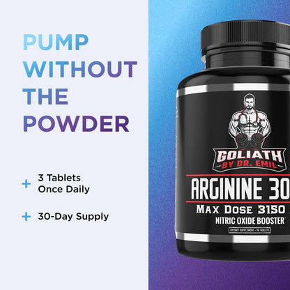 Dr. Emil - L Arginine (3150mg) Highest Capsule Dose - Nitric Oxide Supplement for Vascularity, Endurance and Heart Health - dailyvitalstore
