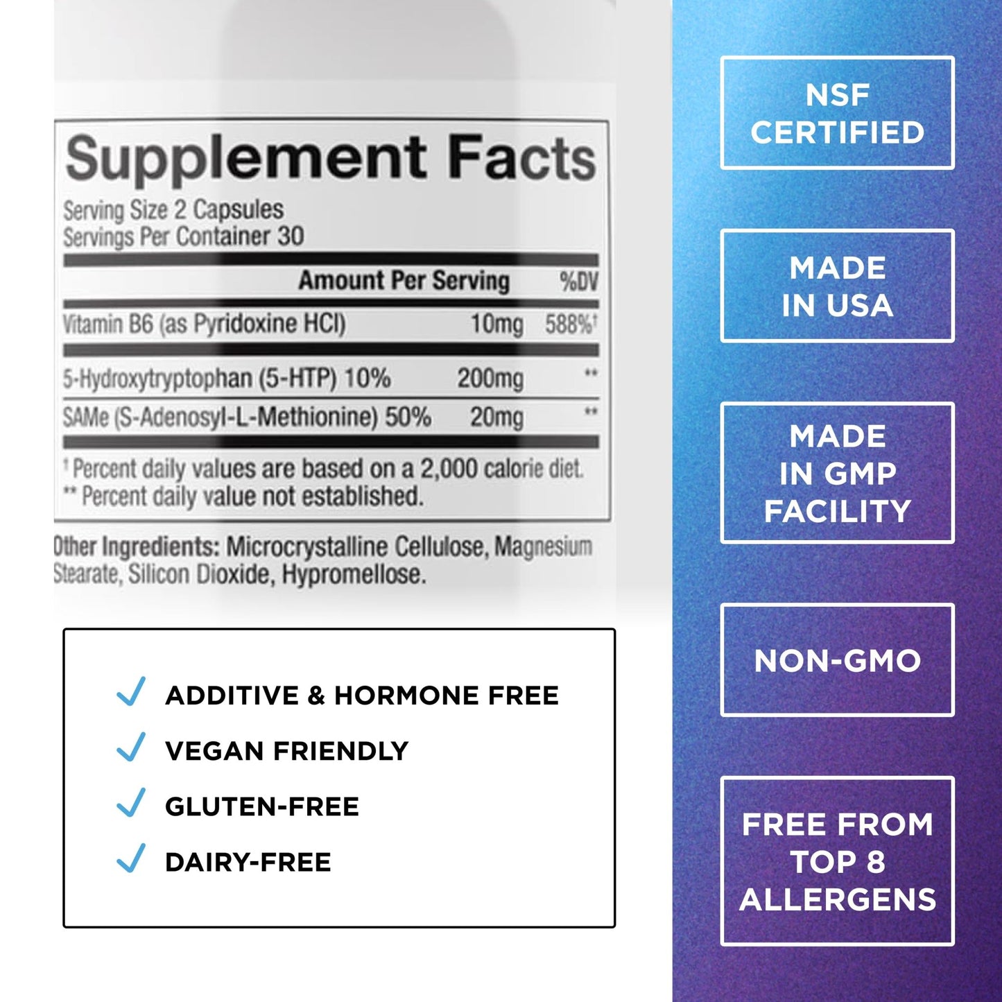 DR. EMIL NUTRITION 200 MG 5-HTP Plus with SAM-e to Maintain Normal Healthy Sleep and Create a Sense of Wellbeing - 5HTP Supplement with Vitamin - dailyvitalstore
