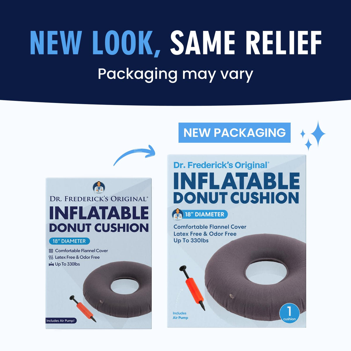Dr. Frederick’s Original Inflatable Donut Pillow - 18" Seat Cushion for Tailbone Pain, Hemorrhoids & Bed Sores – Doctor-Developed for Postpartum, Prostatitis & Travel - Odor-Free, Durable Vinyl - Gray - dailyvitalstore