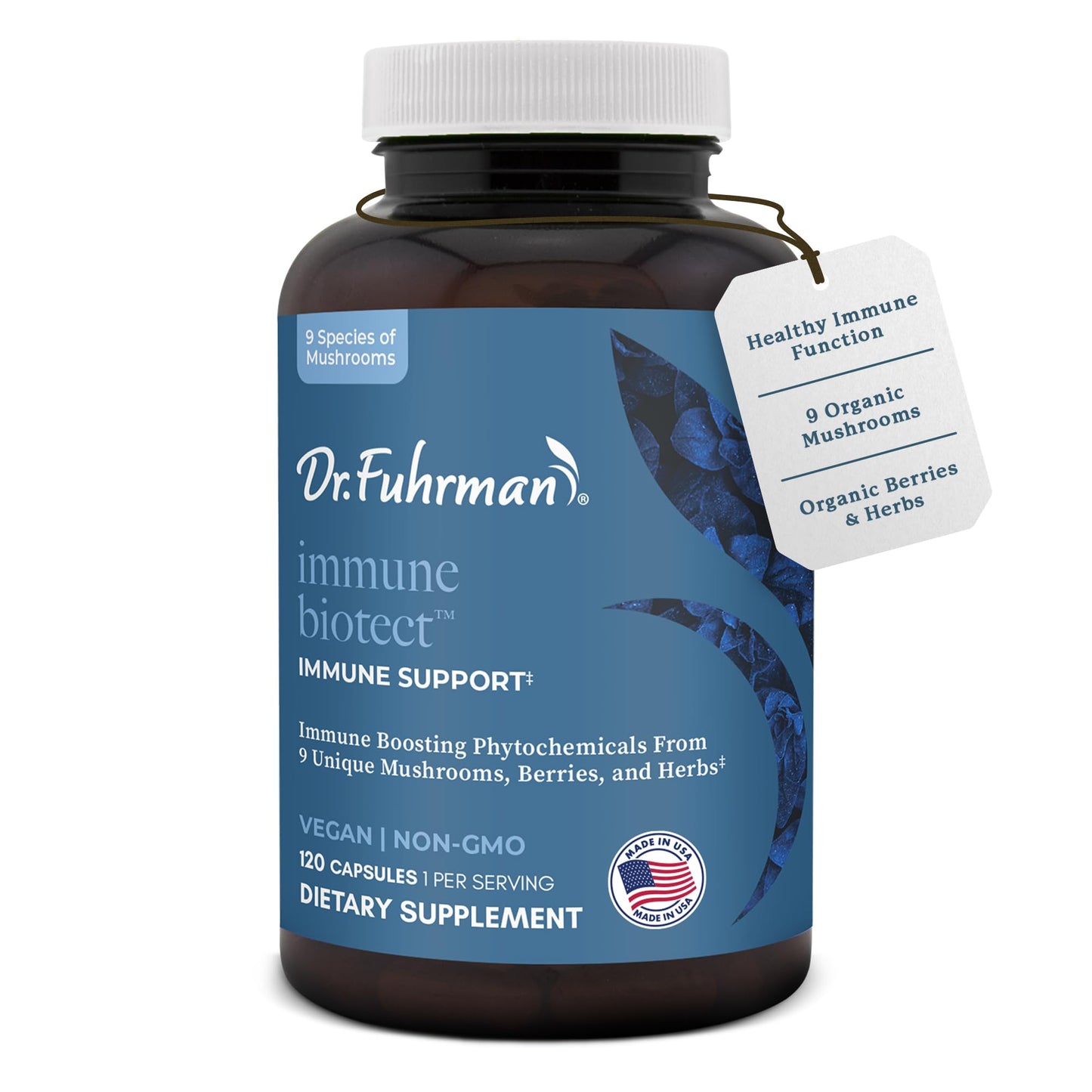 Dr. Fuhrman All Natural Immune Support Supplement | Whole-Food Derived Vitamin for Immunity Defense | Organic Mushrooms, & Berries | Organic Lion’s Mane, Maitake, Reishi, and Elderberry | 120 Caps - dailyvitalstore