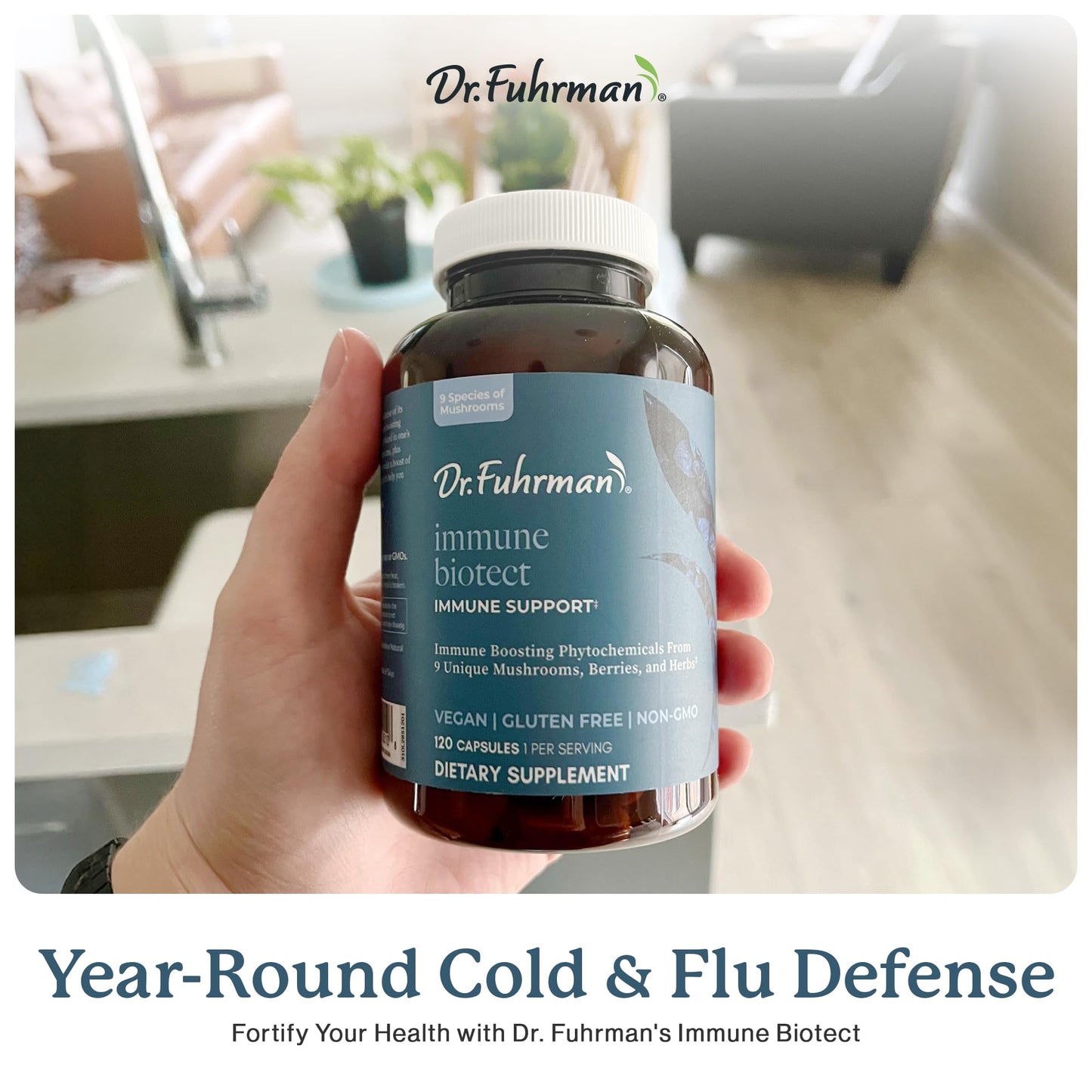 Dr. Fuhrman All Natural Immune Support Supplement | Whole-Food Derived Vitamin for Immunity Defense | Organic Mushrooms, & Berries | Organic Lion’s Mane, Maitake, Reishi, and Elderberry | 120 Caps - dailyvitalstore