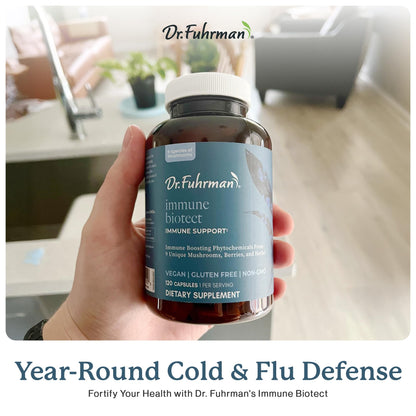 Dr. Fuhrman All Natural Immune Support Supplement | Whole-Food Derived Vitamin for Immunity Defense | Organic Mushrooms, & Berries | Organic Lion’s Mane, Maitake, Reishi, and Elderberry | 120 Caps - dailyvitalstore