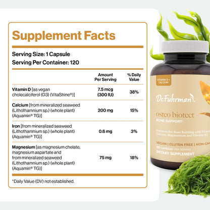 Dr. Fuhrman Osteo Bone Health Supplement | Wholefood Supplement for Women & Men | Vitamin for Bone Density | Organic Vitamin D3, Calcium, Magnesium & K2 | Natural Ingredients | 120 Caps - dailyvitalstore