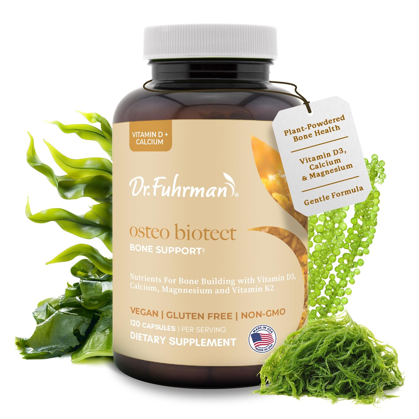 Dr. Fuhrman Osteo Bone Health Supplement | Wholefood Supplement for Women & Men | Vitamin for Bone Density | Organic Vitamin D3, Calcium, Magnesium & K2 | Natural Ingredients | 120 Caps - dailyvitalstore