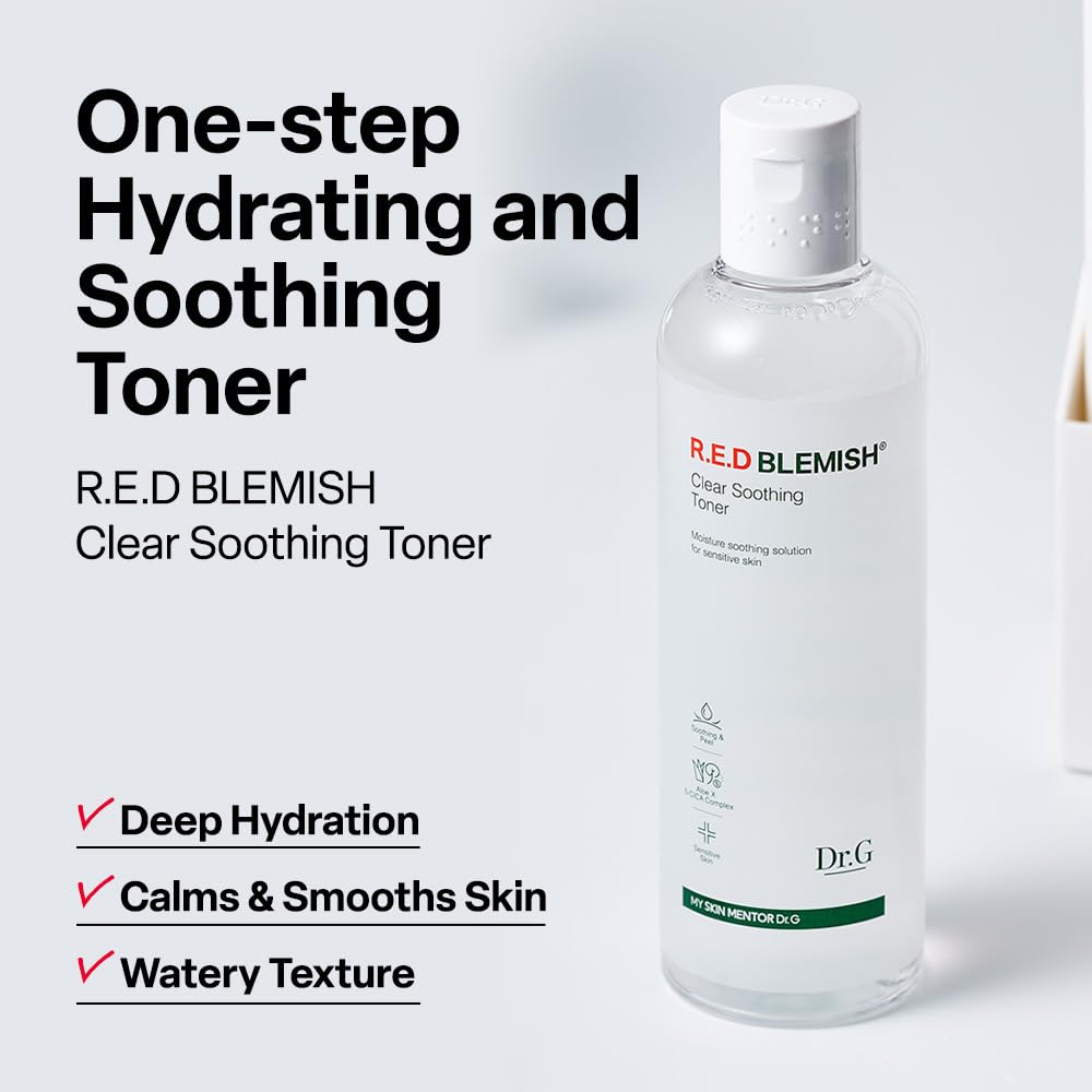 Dr. G R.E.D. Blemish Clear Soothing Toner - Korean Soothing Toner for Glowing Skin - Soothes Irritation Clear Skin - Mild Exfoliant - dailyvitalstore