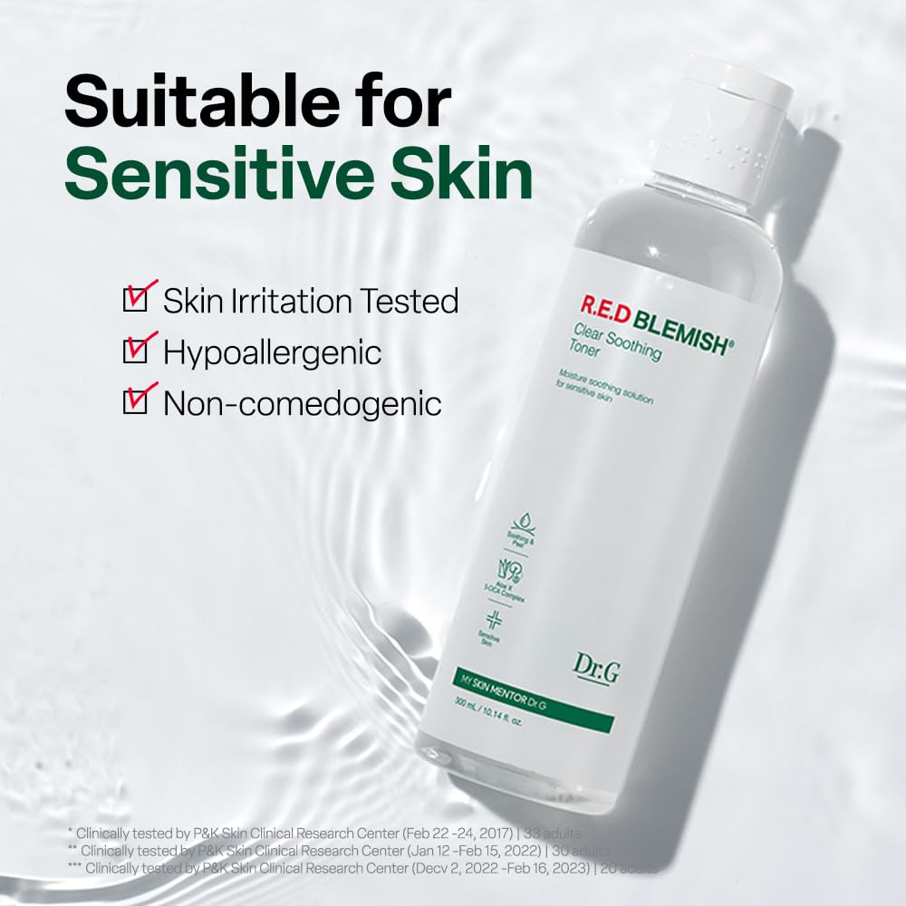 Dr. G R.E.D. Blemish Clear Soothing Toner - Korean Soothing Toner for Glowing Skin - Soothes Irritation Clear Skin - Mild Exfoliant - dailyvitalstore