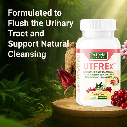 DR. HERBAL WELL UTFREX Clinically Proven Urinary Tract UTI Health Supplement Natural Support Cleanse Flush Protect (No Probiotics & D-Mannose) – 60 Capsules - dailyvitalstore