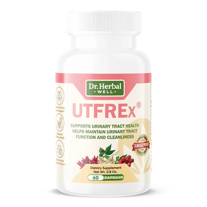 DR. HERBAL WELL UTFREX Clinically Proven Urinary Tract UTI Health Supplement Natural Support Cleanse Flush Protect (No Probiotics & D-Mannose) – 60 Capsules - dailyvitalstore