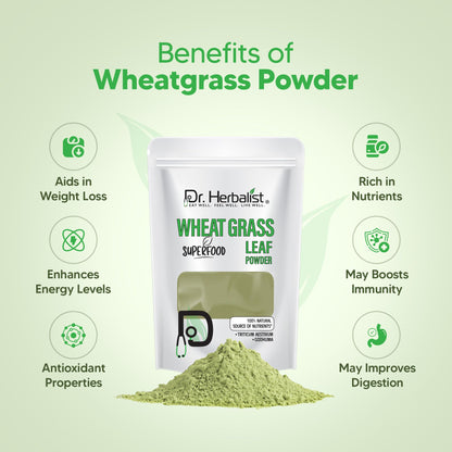 Dr. HERBALIST Wheatgrass Powder 200g - Pure Triticum Aestivum with Chlorophyll Iron & Vitamins A C E | Supports Daily Greens Detox & Nutrient Density* | Halal - dailyvitalstore