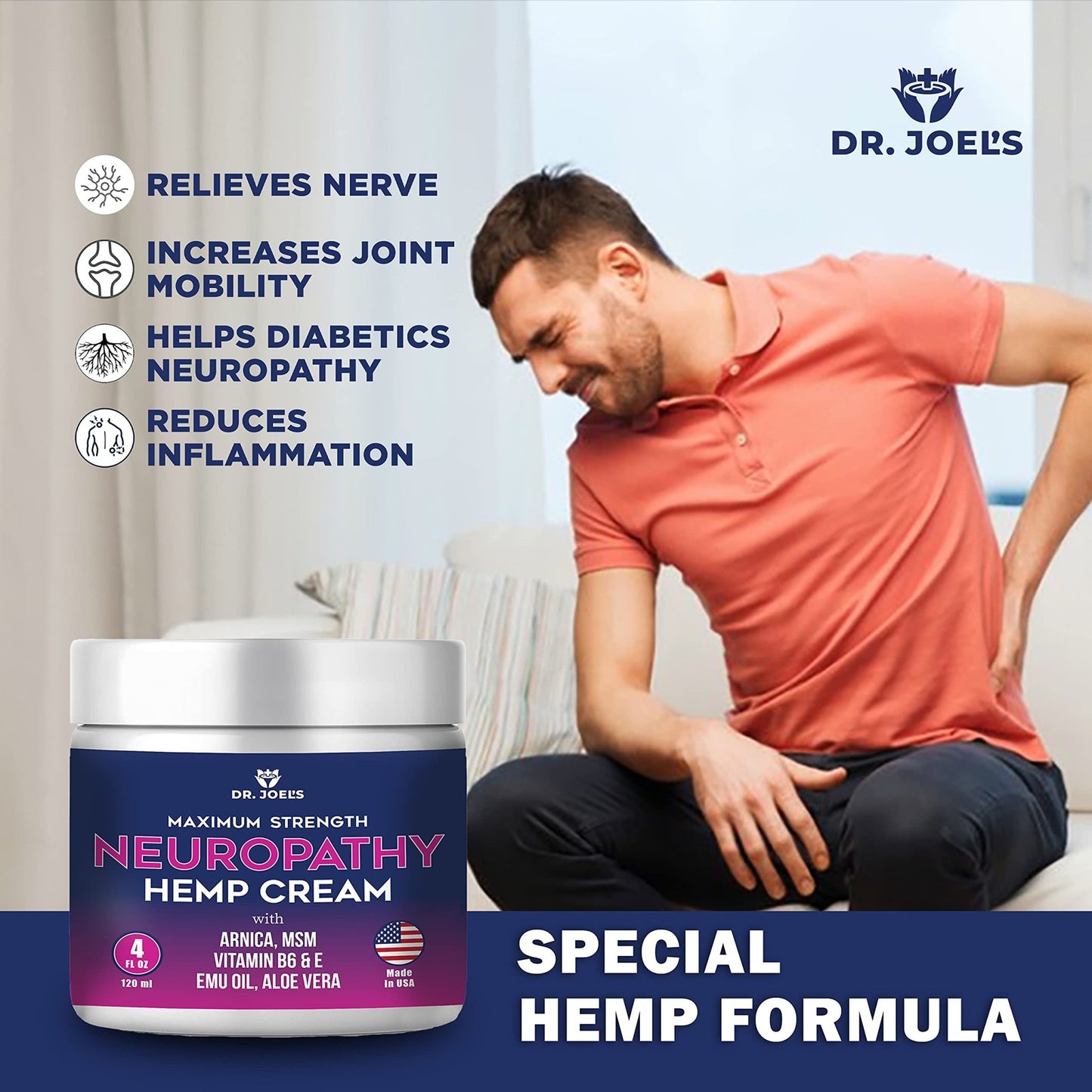 Dr. JOEL'S Neuropathy Nerve Relief Cream - Organic Neuropathy Support Cream for Feet, Hands, Legs and Toes - 4 OZ Value Pack- Made in USA - dailyvitalstore