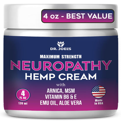 Dr. JOEL'S Neuropathy Nerve Relief Cream - Organic Neuropathy Support Cream for Feet, Hands, Legs and Toes - 4 OZ Value Pack- Made in USA - dailyvitalstore